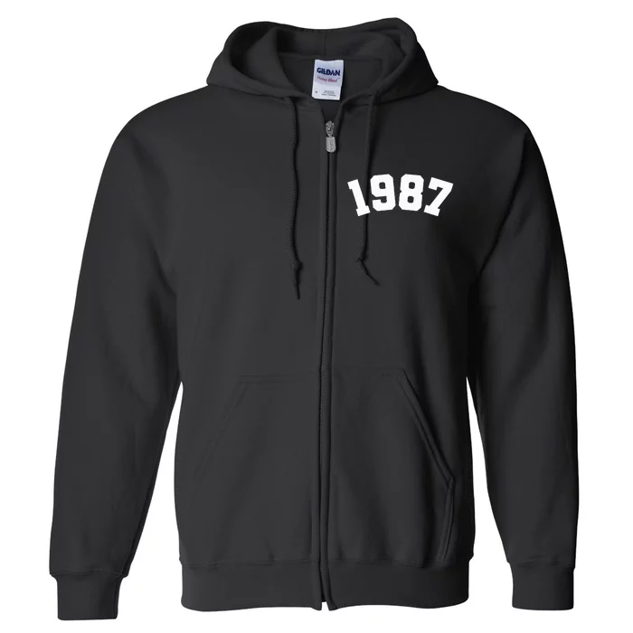 1987 Varsity Vintage College Style 37th Birthday Full Zip Hoodie