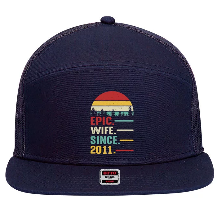 12th Wedding Anniversary For Her Epic Wife Since 2011 7 Panel Mesh Trucker Snapback Hat