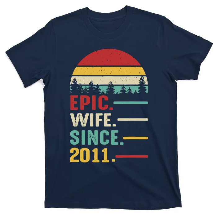 12th Wedding Anniversary For Her Epic Wife Since 2011 T-Shirt