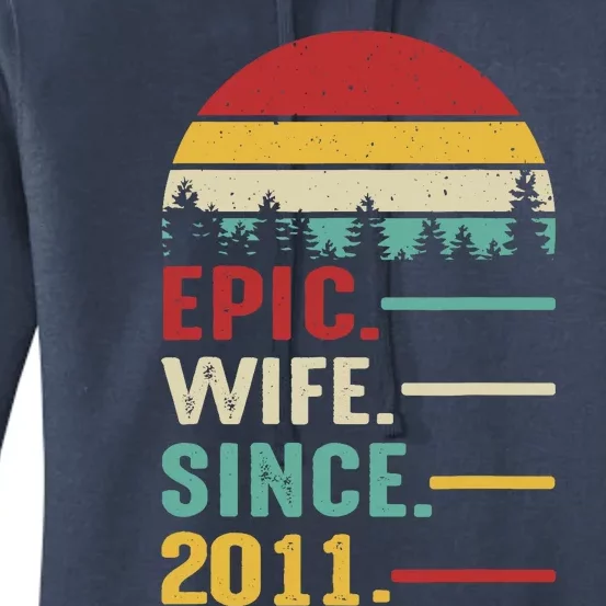 12th Wedding Anniversary For Her Epic Wife Since 2011 Women's Pullover Hoodie