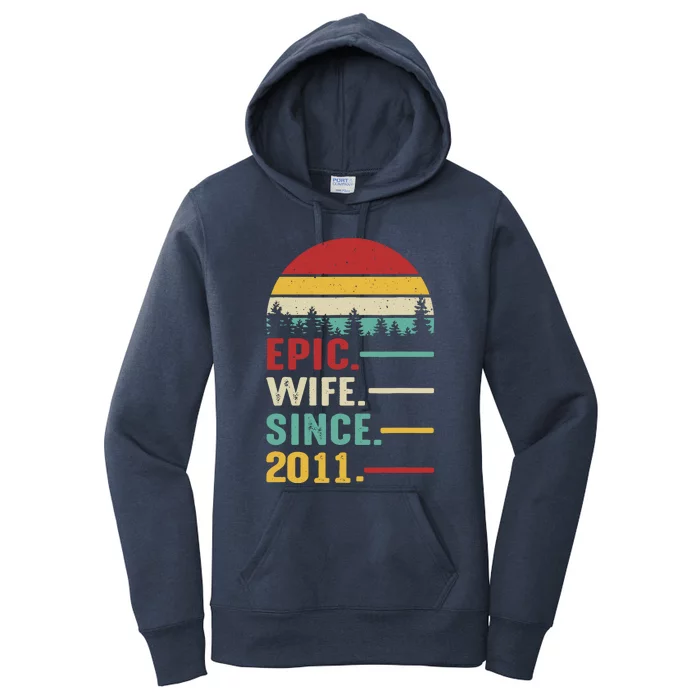 12th Wedding Anniversary For Her Epic Wife Since 2011 Women's Pullover Hoodie