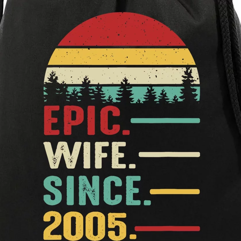 18th Wedding Anniversary For Her Epic Wife Since 2005 Drawstring Bag