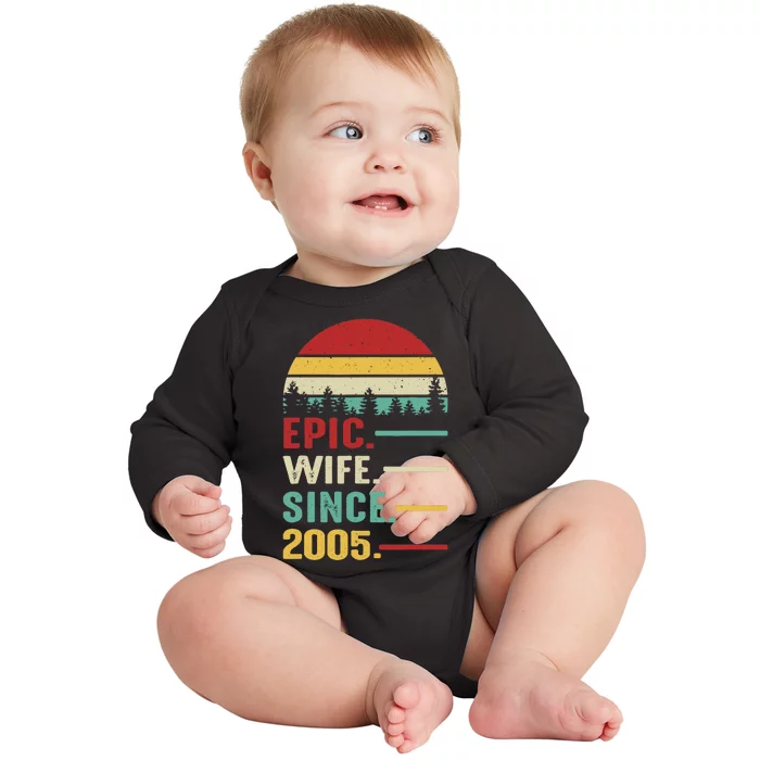 18th Wedding Anniversary For Her Epic Wife Since 2005 Baby Long Sleeve Bodysuit