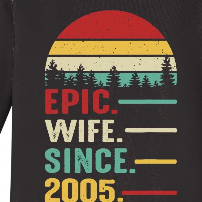 18th Wedding Anniversary For Her Epic Wife Since 2005 Baby Long Sleeve Bodysuit