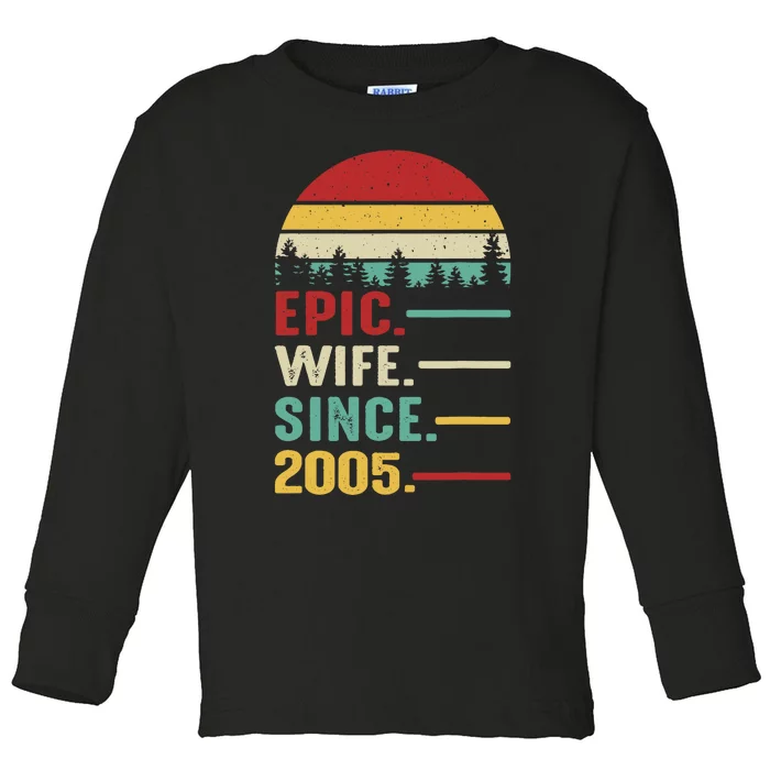 18th Wedding Anniversary For Her Epic Wife Since 2005 Toddler Long Sleeve Shirt