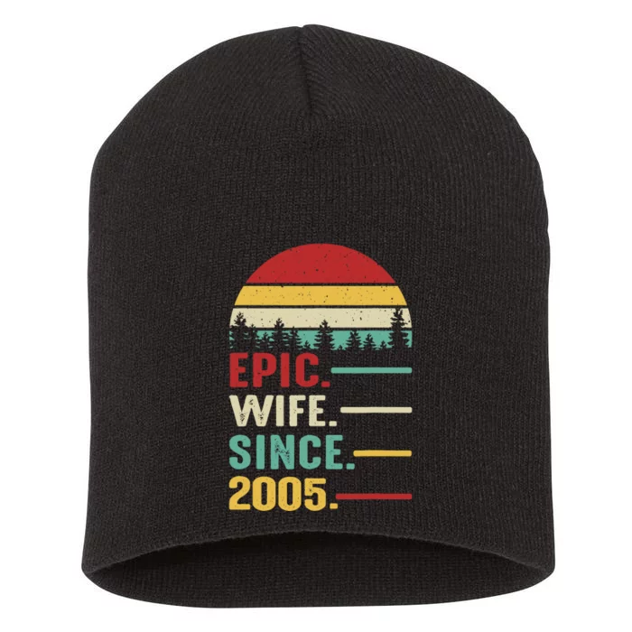 18th Wedding Anniversary For Her Epic Wife Since 2005 Short Acrylic Beanie