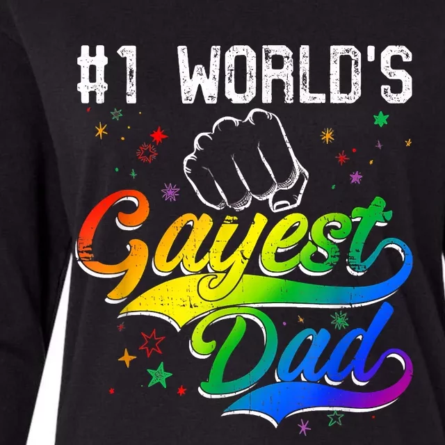 1 World's Gayest Dad Holiday Father Papa Pops Parent Hero Womens Cotton Relaxed Long Sleeve T-Shirt