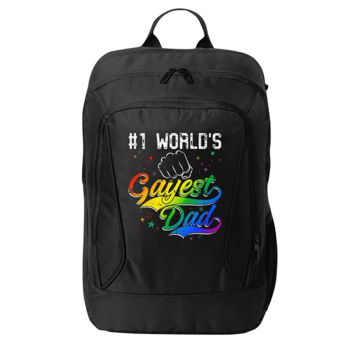 1 World's gayest Dad Holiday Father Papa Pops Parent Hero City Backpack