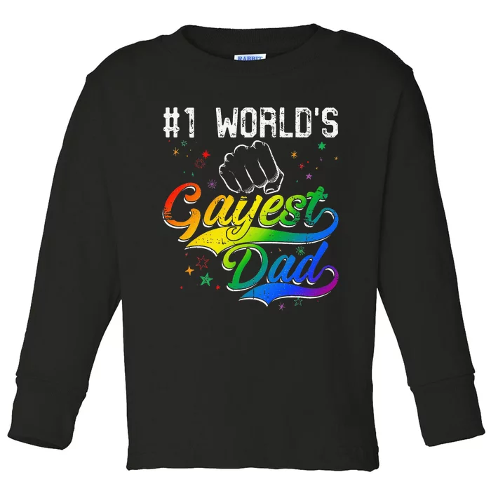 1 World's gayest Dad Holiday Father Papa Pops Parent Hero Toddler Long Sleeve Shirt