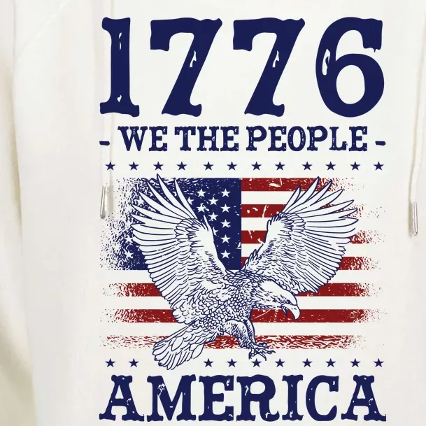 1776 We The People American Flag Eagle Patriotic Womens Funnel Neck Pullover Hood