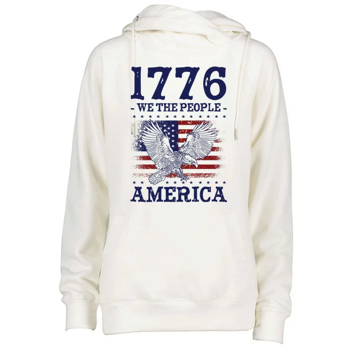 1776 We The People American Flag Eagle Patriotic Womens Funnel Neck Pullover Hood