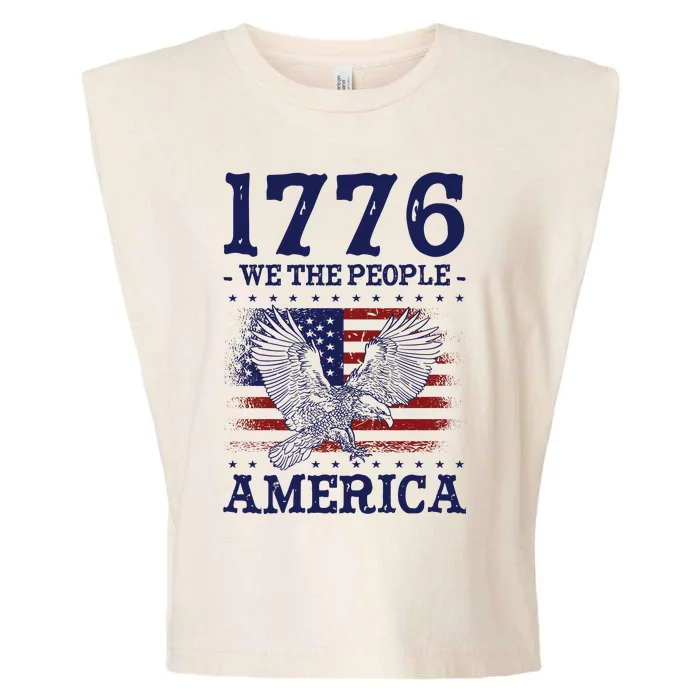 1776 We The People American Flag Eagle Patriotic Garment-Dyed Women's Muscle Tee