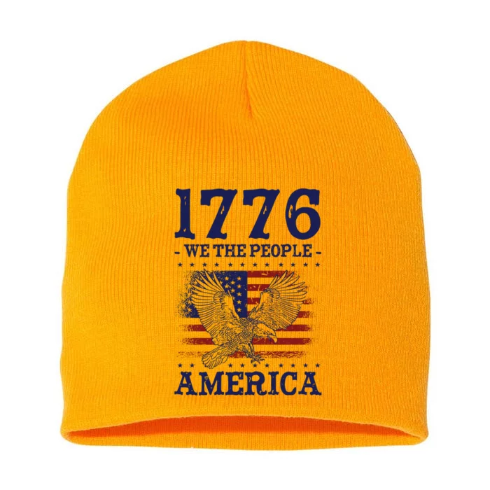 1776 We The People American Flag Eagle Patriotic Short Acrylic Beanie