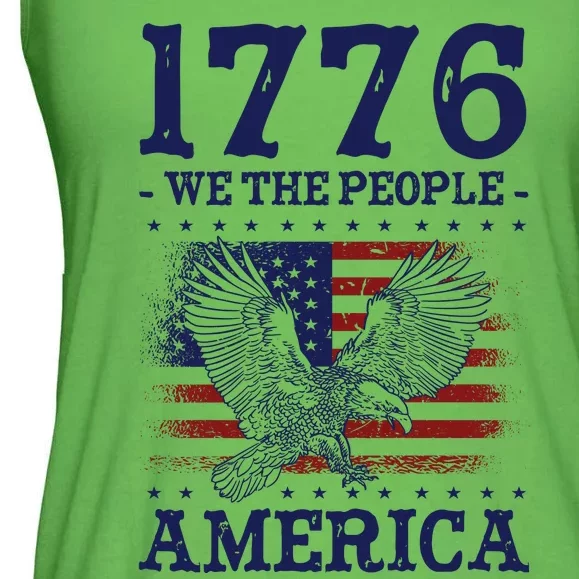 1776 We The People American Flag Eagle Patriotic Ladies Essential Flowy Tank