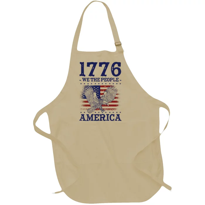 1776 We The People American Flag Eagle Patriotic Full-Length Apron With Pocket