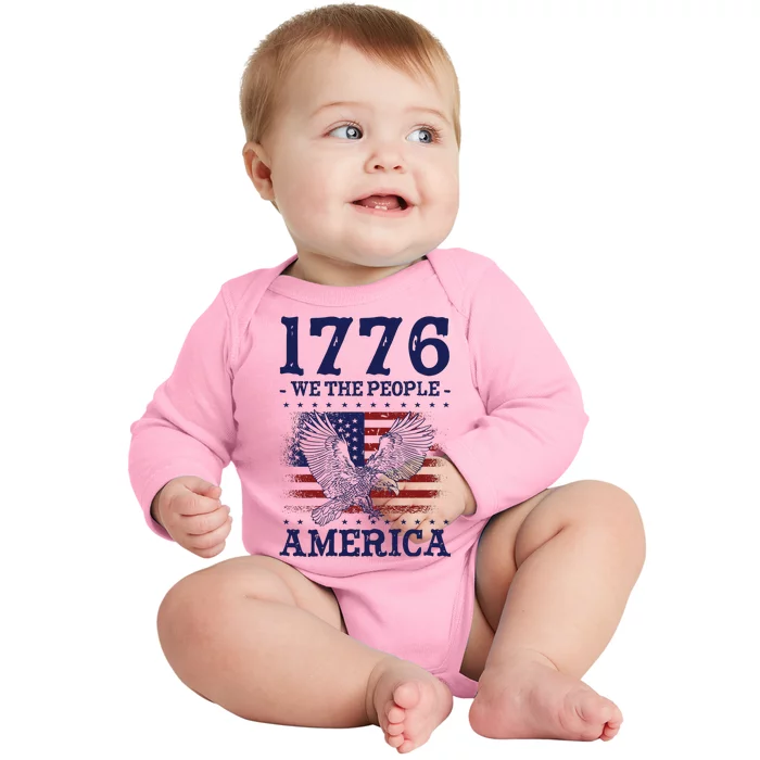 1776 We The People American Flag Eagle Patriotic Baby Long Sleeve Bodysuit