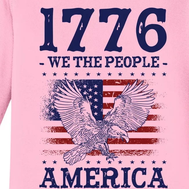 1776 We The People American Flag Eagle Patriotic Baby Long Sleeve Bodysuit