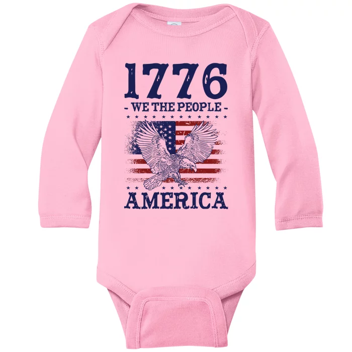 1776 We The People American Flag Eagle Patriotic Baby Long Sleeve Bodysuit