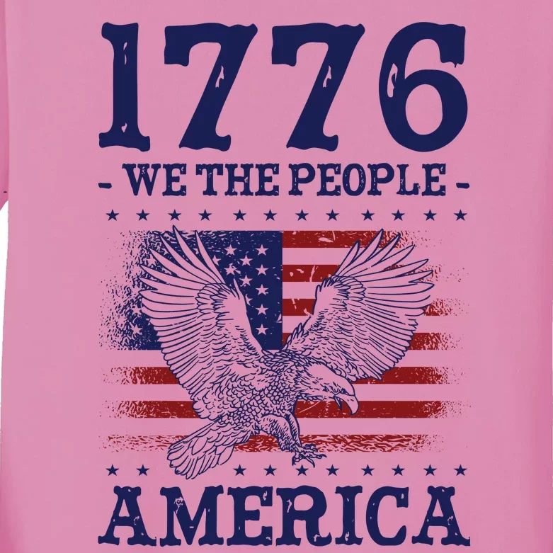 1776 We The People American Flag Eagle Patriotic Kids Long Sleeve Shirt