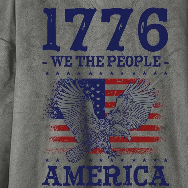 1776 We The People American Flag Eagle Patriotic Hooded Wearable Blanket