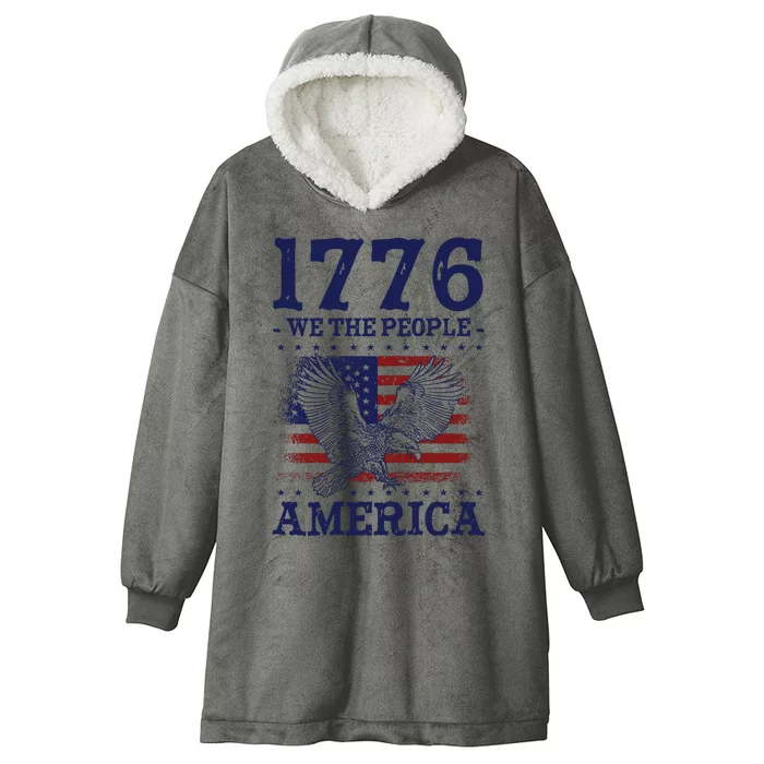 1776 We The People American Flag Eagle Patriotic Hooded Wearable Blanket