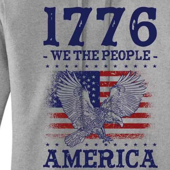 1776 We The People American Flag Eagle Patriotic Women's Pullover Hoodie