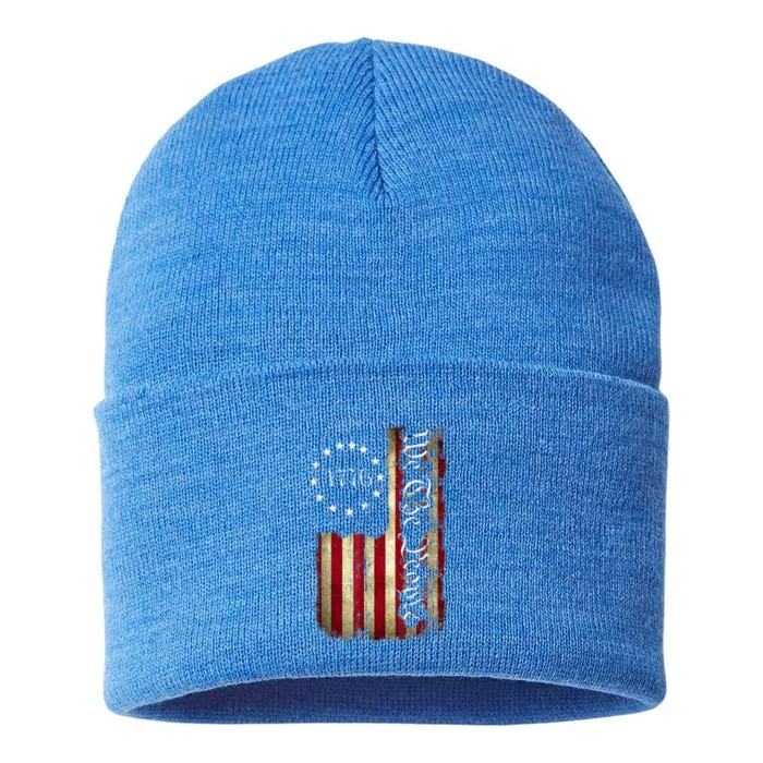 1776 We The People Patriotic American Flag 4th Of July USA Sustainable Knit Beanie