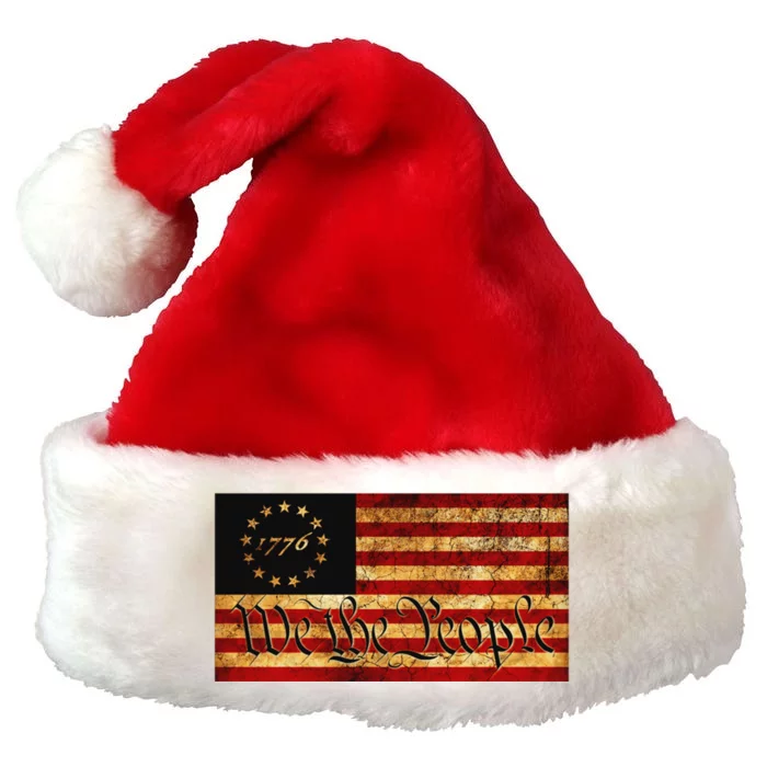 1776 We The People US Flag Visually Aged And Distressed Premium Christmas Santa Hat