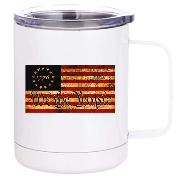 1776 We The People US Flag Visually Aged And Distressed Front & Back 12oz Stainless Steel Tumbler Cup