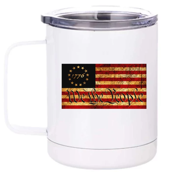 1776 We The People US Flag Visually Aged And Distressed Front & Back 12oz Stainless Steel Tumbler Cup