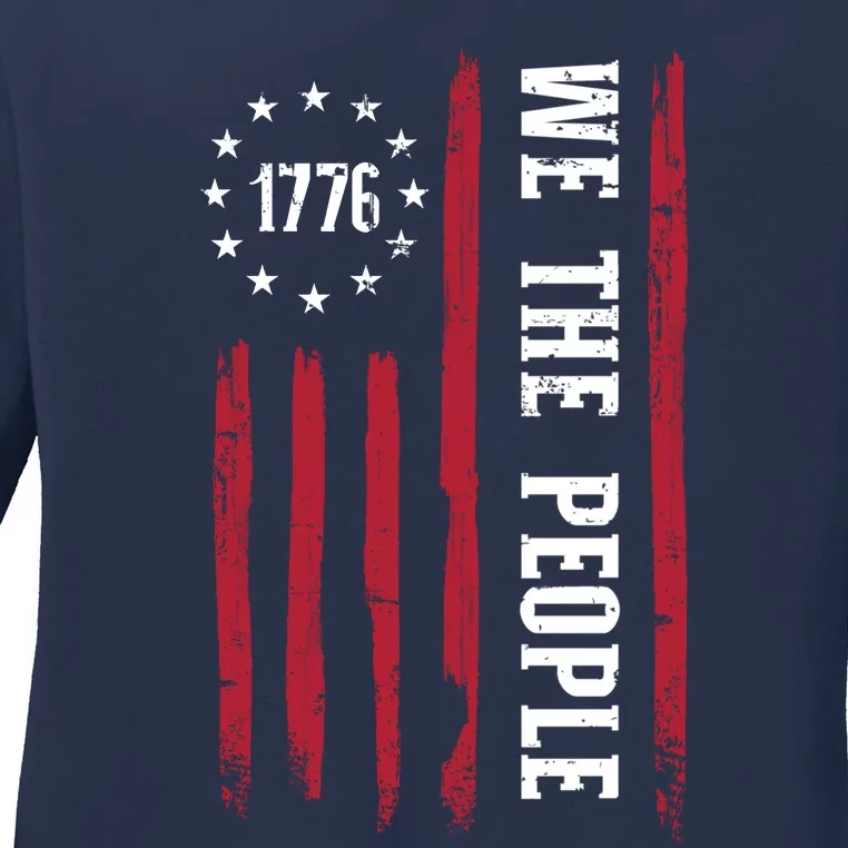 1776 We The People For Independence Day Us American Flag Ladies Long Sleeve Shirt