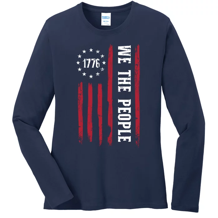 1776 We The People For Independence Day Us American Flag Ladies Long Sleeve Shirt