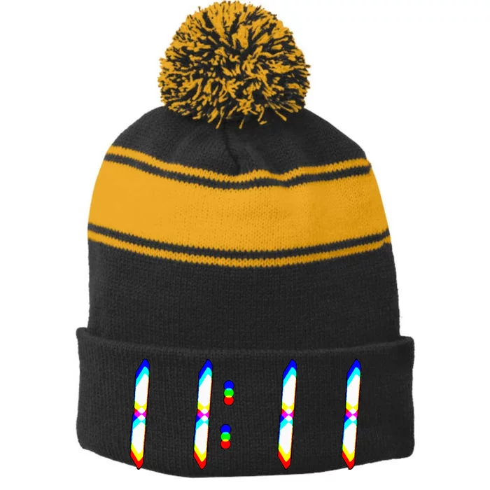 1111 Wake Up Its 11 11 Synchronicity Numerology Angel Stripe Pom Pom Beanie