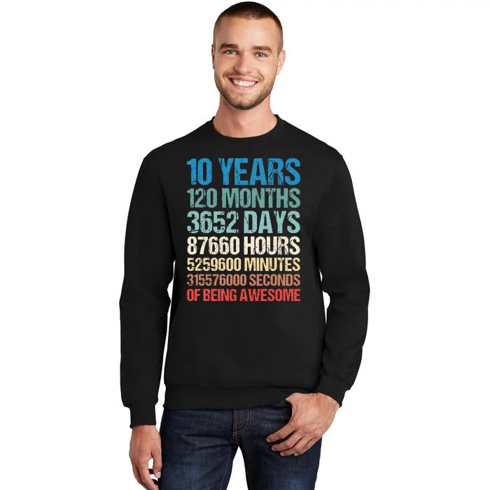 10 Years 120 Months Of Being Awesome 10th Birthday Gifts Sweatshirt