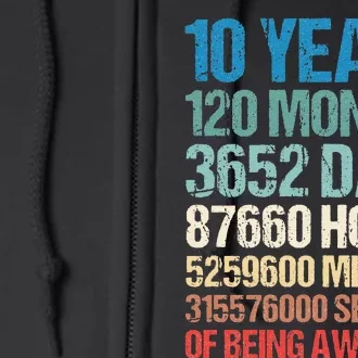 10 Years 120 Months Of Being Awesome 10th Birthday Gifts Full Zip Hoodie