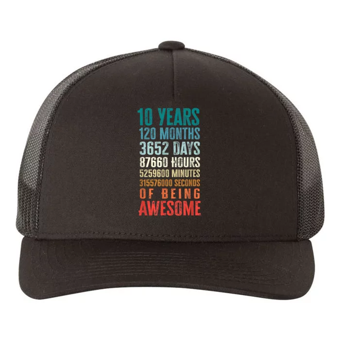 10 Years 120 Months Of Being Awesome 10th Birthday Gifts Yupoong Adult 5-Panel Trucker Hat