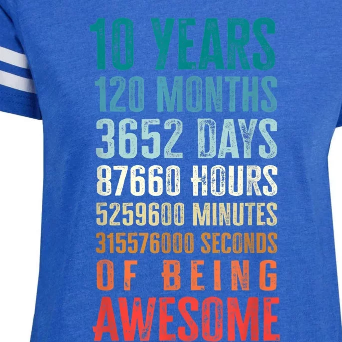 10 Years 120 Months Of Being Awesome 10th Birthday Gifts Enza Ladies Jersey Football T-Shirt