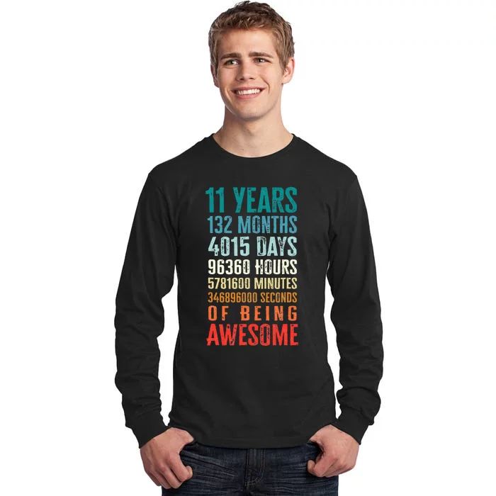 11 Years 132 Months Of Being Awesome 11th Birthday Gifts Tall Long Sleeve T-Shirt