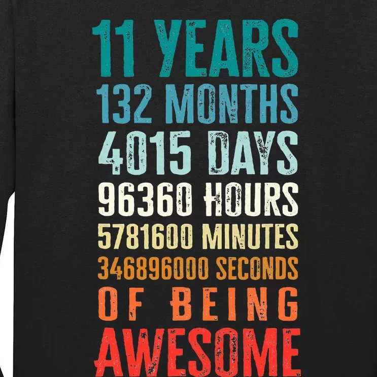 11 Years 132 Months Of Being Awesome 11th Birthday Gifts Tall Long Sleeve T-Shirt