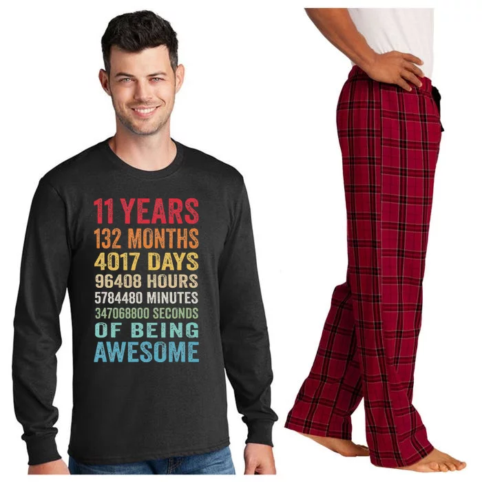 11 Years 132 Months Of Being Awesome 11th Birthday Gifts Long Sleeve Pajama Set