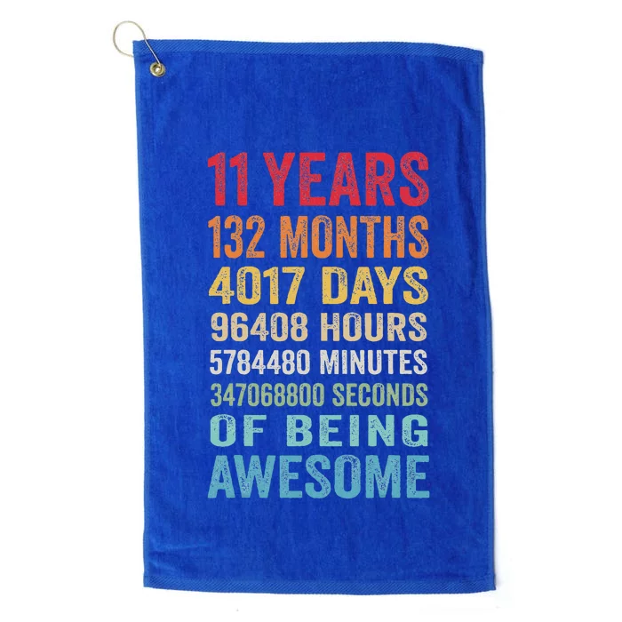 11 Years 132 Months Of Being Awesome 11th Birthday Gifts Platinum Collection Golf Towel