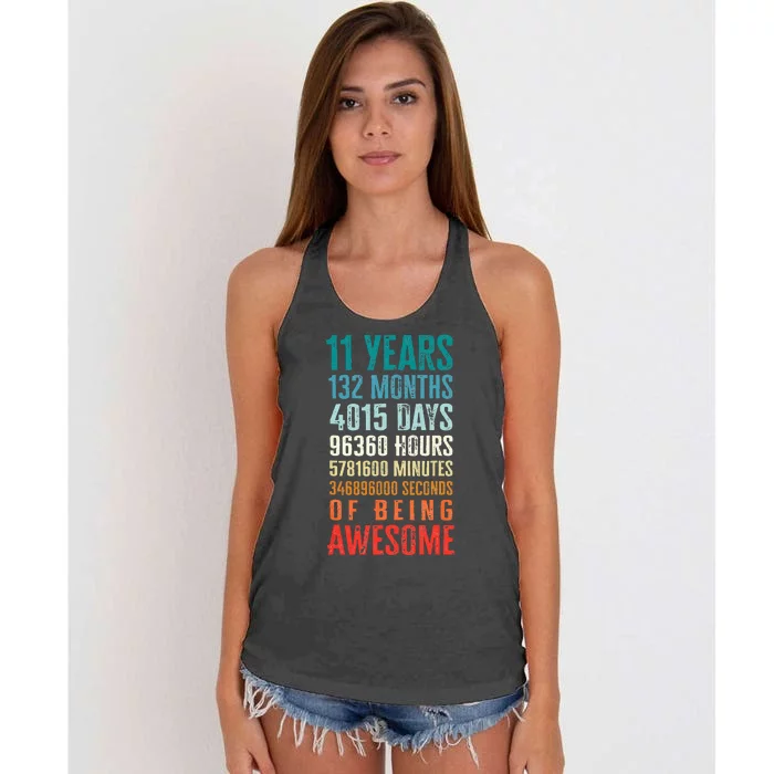 11 Years 132 Months Of Being Awesome 11th Birthday Gifts Women's Knotted Racerback Tank