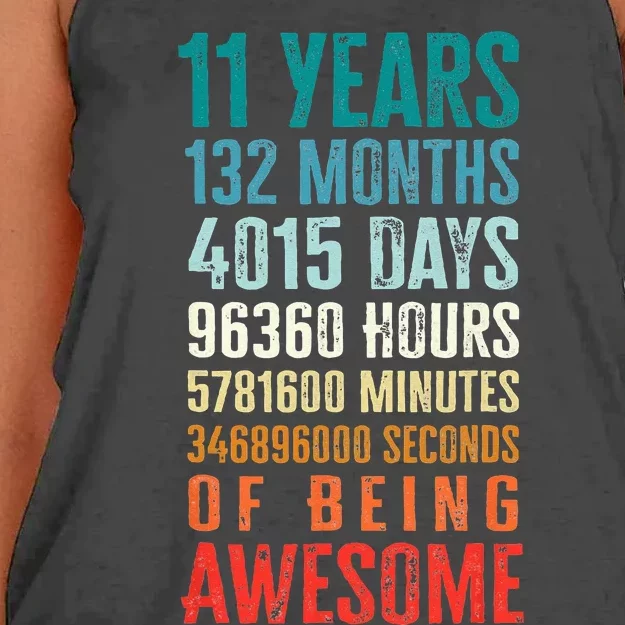 11 Years 132 Months Of Being Awesome 11th Birthday Gifts Women's Knotted Racerback Tank