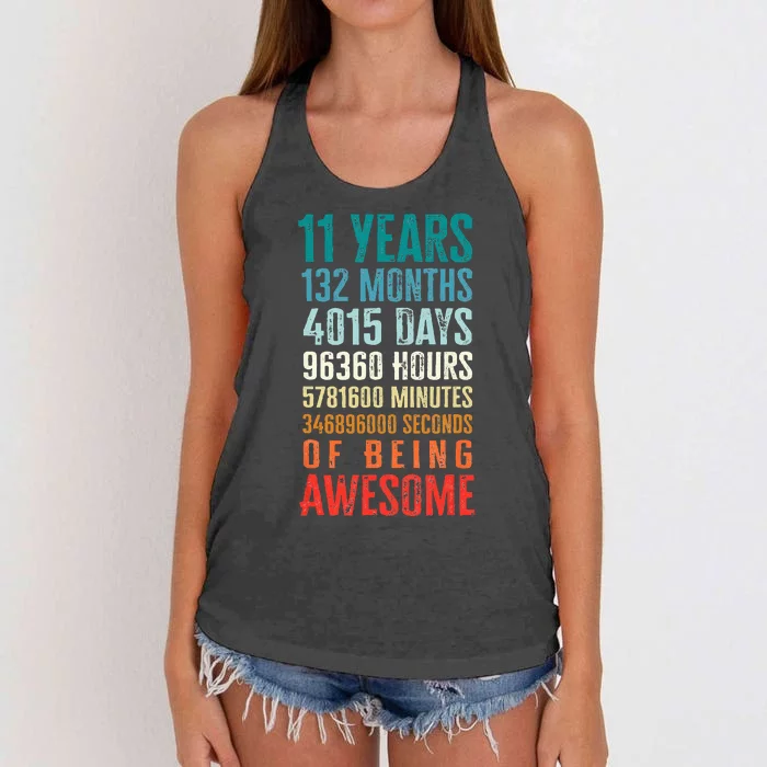 11 Years 132 Months Of Being Awesome 11th Birthday Gifts Women's Knotted Racerback Tank