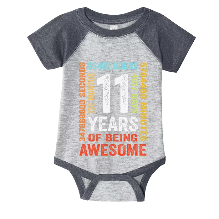 11 Years 132 Months Of Being Awesome 11th Birthday Gift Infant Baby Jersey Bodysuit