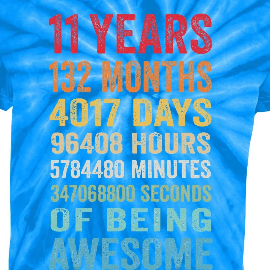 11 Years 132 Months Of Being Awesome 11th Birthday Gifts Kids Tie-Dye T-Shirt