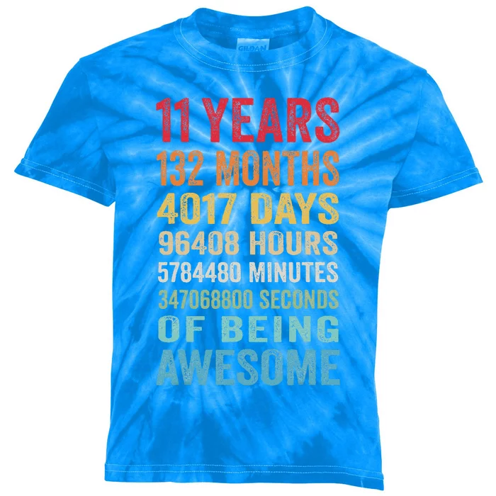 11 Years 132 Months Of Being Awesome 11th Birthday Gifts Kids Tie-Dye T-Shirt