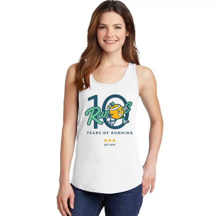 10 Year Anniversary Run Oc Est 2014 Years Of Running Ladies Essential Tank