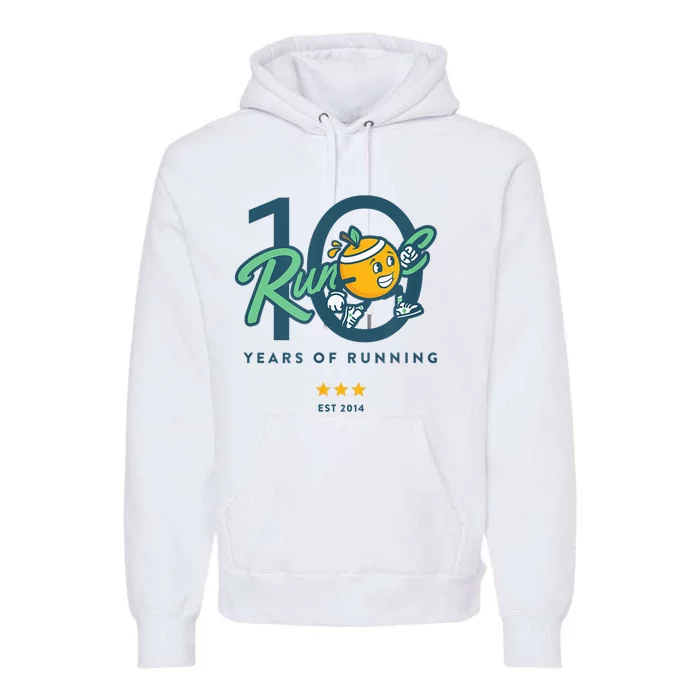 10 Year Anniversary Run Oc Est 2014 Years Of Running Premium Hoodie