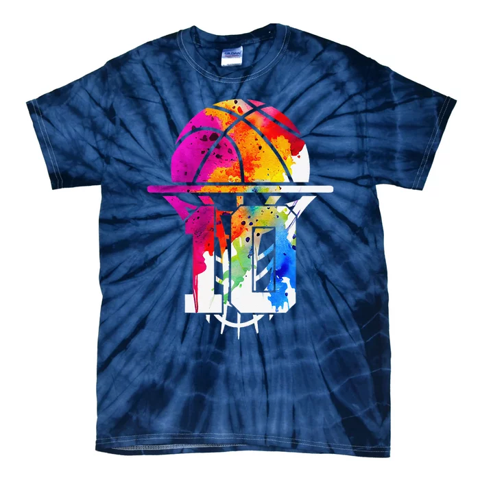 10 Years Basketball 10th Birthday Tie-Dye T-Shirt